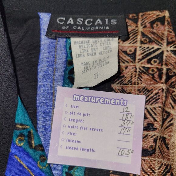 Vintage CASCAIS of CALIFORNIA Collared Dress Size 12 Geometric Short Sleeve USA - Picture 3 of 11